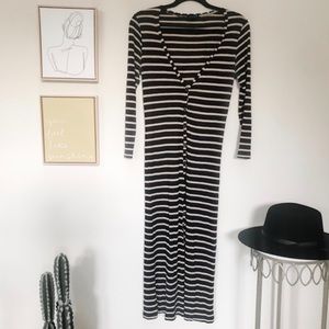 F21 Striped Button Down Ribbed Maxi Dress S